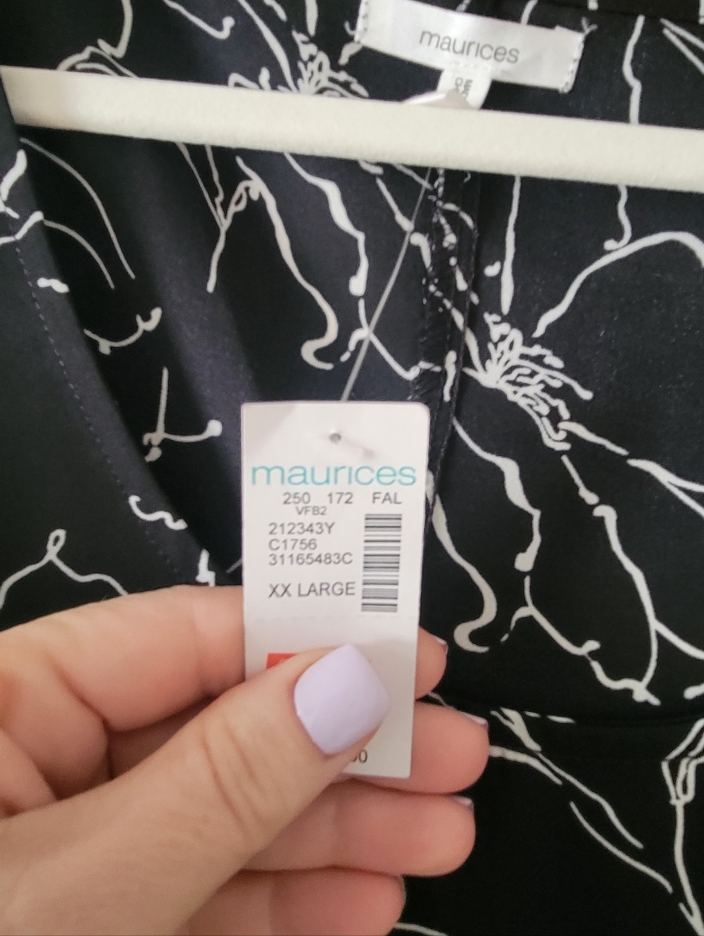 Maurices Black Top with White Floral Sketch Print - Picture 2 of 4